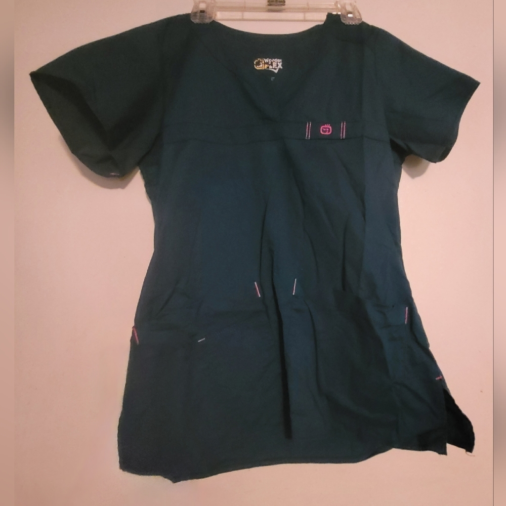 WonderWink Dark Teal and Pink Scrub Set XS XSP